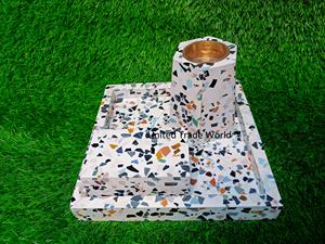 Meilleur ensemble de plateaux Mubkhar en résine et marbre incrustés d'une petite boîte pour la décoration intérieure par United Trade World - Product Image 2