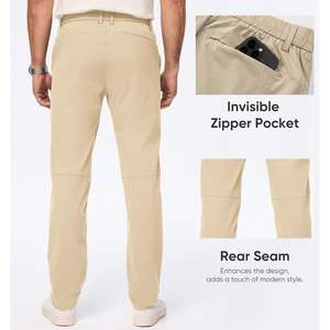 2025 hommes décontracté à séchage rapide léger pantalon de Golf taille élastique fermeture éclair poches résistant à l'eau respirant pour l'extérieur - Product Image 3