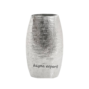 Decorative Silver Oval Modern Luxury Aluminum Alloy Chrome Plated Hammered Design Eco-Friendly Indoor Flower Vase <b>Cheap</b> Factory - Product Image 4