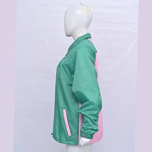Premium Green Women's Coach Shirt <b>Jacket</b> With <b>Pink</b> Buttons Turn-down Collar Casual <b>Waterproof</b> Spring Outerwear Training <b>Jacket</b> - Product Image 3
