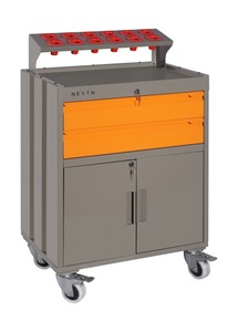 Industrial Tool <b>Cabinet</b> With 2 Drawers And Shelf On Wheels Central <b>Locking</b> System With Work Top Plus Storage - Product Image 6