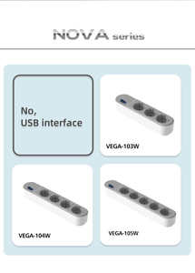 Safety Shutter Home Factory Supplier FR-PP Material 16A Europe Type Office VEGA-105W 5 Outlets 2m <b>Extension</b> Wires <b>Socket</b> - Product Image 3