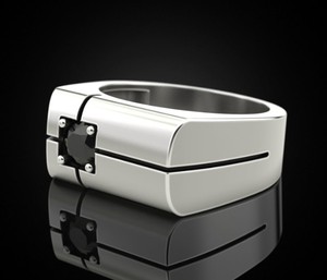 Modern 925 <b>Silver</b> Black CZ <b>Ring</b> For <b>Men</b> Women Wide Band Minimal Designer Statement Jewelry <b>Ring</b> - Product Image 2