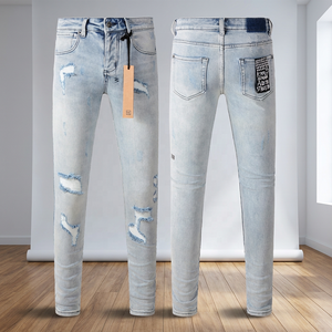 Accessoires de fitness Empire – Jean en denim écologique pour homme, coupe droite, taille mi-haute, délavage moyen, style hip-hop, qualité supérieure - Product Image 3