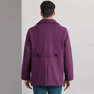 Abrigo de lana morado para hombre, doble botonadura, solapa con muescas, largo regular, corte ajustado, ropa de abrigo de invierno - Product Image 3
