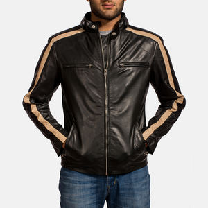 Blousons en cuir véritable pour hommes, coupe slim, style motard, en peau de mouton souple, vestes de moto personnalisées, mode décontractée streetwear 2026 - Product Image 6