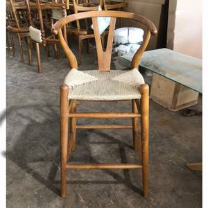 Taburete de Bar Estilo Moderno de Mediados de Siglo, Madera de Teca Sólida, Respaldo en Y, Asiento de Ratán Tejido Natural, Ecológico y Duradero - Product Image 6