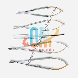 ชุดเครื่องมือไมโคร TC Castroviejo ประกอบด้วย กรรไกร ที่จับเข็ม คีมเย็บแผลตรง คีมผูกไหมเย็บ คุณภาพทางการแพทย์เยอรมัน สำหรับงานทันตกรรมและศัลยกรรมตา - Product Image 2
