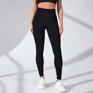 Leggings de yoga taille haute pour femme, soyeux et sans coutures, pantalon de jogging de sport avec fermeture élastique à la taille, motif uni - Product Image 3