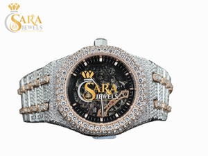Reloj de Lujo con Incrustaciones de Diamantes Moissanite y Corte Brillante, Chapado en Oro, para Hombre, al Mejor Precio - Product Image 6