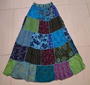 Long Rayon Printed Dori <b>Skirt</b> With Patch Work Hippie Festival Bohemian Style <b>Skirt</b> Free Size GC-AP-1452 - Product Image 3