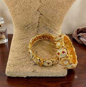 PADMAWATI Bracelets de mariée indiens traditionnels de luxe en laiton plaqué or de haute qualité multicolores pour femmes - Product Image 2