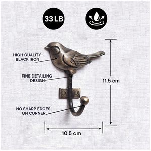 Patère murale décorative en fonte vintage de luxe en forme d'oiseau, porte-manteau rustique mural, porte-clés, porte-serviettes, porte-peignoirs et porte-chapeaux pour entrée - Product Image 6