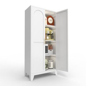 61 2 Shapely White <b>Metal</b> Storage Cabinet with Adjustable <b>Shelves</b> and Doors for Bedroom and Living Room - Product Image 6