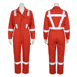 Overol de Seguridad Premium para Mujer, 245 GSM, Sarga de Polialgodón, Panel de Cinta Reflectante Naranja, Ropa de Trabajo con Logotipo Personalizado - Product Image 1