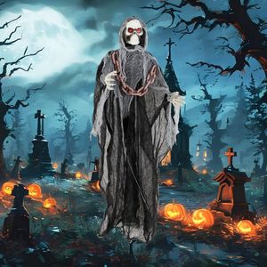 Figura di Grim Reaper di 6,4 Piedi con Occhi Illuminati e Suoni Terrificanti, Decorazione per Halloween - Product Image 2