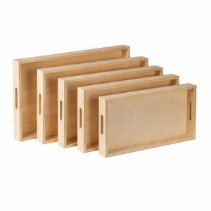 Bandejas de madera con asas Bandeja para servir Decoración para el hogar Plato de madera para comida Fruta Aperitivos y bebidas - Product Image 1