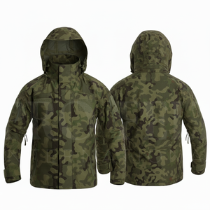Trendy Fashionable Waterproof Camouflage Hooded Jacket Windproof Outdoor Workwear Lightweight Full Zip <b>Coat</b> with Adjustable Hood - Product Image 2