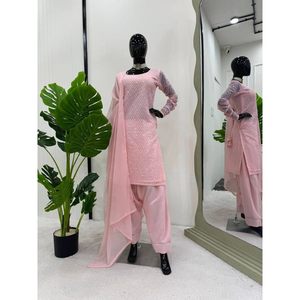 ผ้าจอร์เจียแบบมีลำดับผ้าสำหรับทำงานสีชมพู - Product Image 1