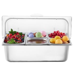 Elegante Vassoio di Servizio in Acciaio Inox a 5 Scomparti per Presentazione e Servizio Cibo - Product Image 1