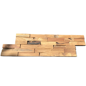 Panneaux muraux insonorisés en teck recyclé à motif géométrique moderne pour villas, divertissement et usage domestique - Product Image 1