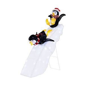 Decorazione Natalizia a Forma di Pinguino Pattinatore su Ghiaccio di 1,2 Metri con Scivolo Innevato, Ornamento Festivo per le Feste - Product Image 5