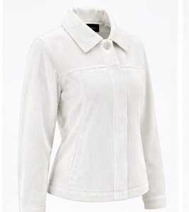 เสื้อแจ็คเก็ตผ้าลูกฟูกสีขาว ปกคอพับ กระดุมเดี่ยว แขนยาว เสื้อแจ็คเก็ตผู้หญิง สไตล์ฤดูใบไม้ร่วง - Product Image 6