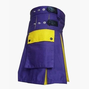 Kilt Escocés Deportivo para Hombre, Kilt Utilitario de Tartán Negro Liso de Poliviscosa - Product Image 4
