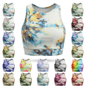 Premium Quality Custom Design Tie Dye Sports <b>Bra</b> Seamless Workout Fitness Yoga Gym Running Stretch Breathable Padded Crop Top - Product Image 1