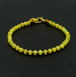 Natural Yellow Opal Roundel Beads Bracelet, Ethiopian Multi <b>Fire</b> Opal Gemstone Jewelry - Product Image 1