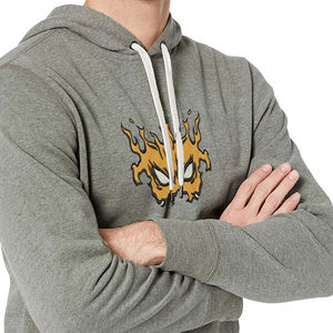 Sweat-shirt à capuche en molleton gris chiné pour homme, à manches longues, avec poche kangourou, OEM ODM, vêtements en gros - Product Image 5