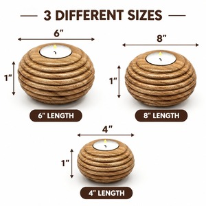 Porte-bougie rond en bois pour bougies chauffe-plat, fait main, en bois nervuré, bol votif, centre de table, décoration de Noël pour la maison - Product Image 4