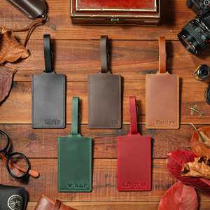 Custom Full Grain Leather Luggage Tags Privacy Flap Travel Bag Tags Luxury Suitcase <b>Name</b> <b>Labels</b> Supplier LMP-0297 - Product Image 4