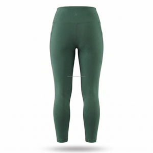 High Waist Gray Full Length Leggings With Pockets <b>Stretch</b> Breathable Sporty Women's Yoga Workout Wear - Product Image 4