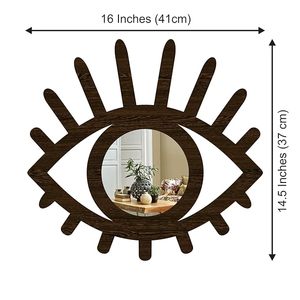 Miroir mural en forme d'œil, miroir décoratif en bois, décoration murale bohème moderne pour salon, chambre à coucher - Product Image 3