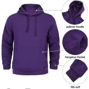 Ensemble de survêtement unisexe violet à capuche 100 % coton 2-en-1 coupe-vent léger décontracté à manches longues avec pantalon à cordon et sweat-shirt - Product Image 5
