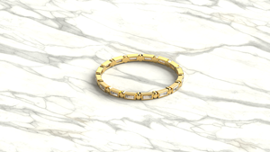 Anillo de Diamantes Baguette de Oro de 18K de Lujo con Banda de Puntos Redondos Alternados, Anillo de Eternidad para Boda, Anillo Apilable, Joyería Fina para Mujer - Product Image 3