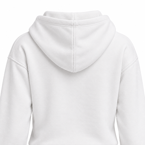 <b>Women's</b> <b>White</b> Cropped <b>Hoodie</b> Drop Shoulder Pullover Sweatshirt With Kangaroo Pocket Casual Solid Long Sleeve Top - Product Image 4