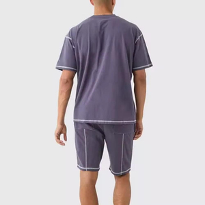 Ensemble de jogging deux pièces grande taille uni pour homme, t-shirt à manches courtes en coton et short – Prix abordable - Product Image 5