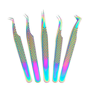 Pince à cils personnalisée avec logo, motif antidérapant, en acier inoxydable, pointe en fibre, pour extensions de cils volume, qualité professionnelle pour salon - Product Image 1