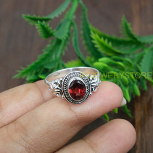 Red <b>Garnet</b> Stone <b>Ring</b> 925 Sterling <b>Silver</b> <b>Ring</b> Handmade Design <b>Ring</b> Wedding Engagement <b>Rings</b> for Women <b>Garnet</b> Christmas Gift - Product Image 5