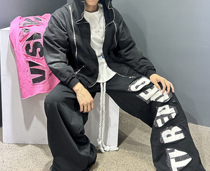 Wholesale Screen Printing Pants <b>Jogger</b> Trousers Vintage Heavy Weight Baggy Wide Leg Cotton <b>Stacked</b> Sweatpants Men's Trousers - Product Image 3