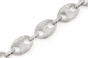 Luxury 925 Silver Diamond Pave Chain Link Bracelet Geometric Round Brilliant Cut Micro Insert Unisex Everyday Wear - Product Image 3