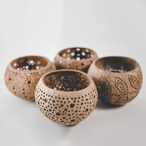 Coconut Shell Candles Holder Manufacturers Candle Stand Tealight Candle Holders with Custom logo Engraving - Product Image 1