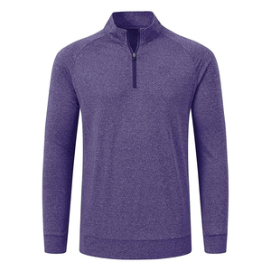 Sweat-shirt en coton à demi-zip, couleur violette, séchage rapide, pour la gym et le jogging, manches longues, unisexe, t-shirt à quart de zip pour adulte - Product Image 1
