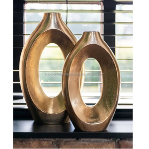 Vases et Pots de décoration d'art de table en laiton moderne, couleur or de luxe léger, Vases de plantation et de cristal pour la décoration de la maison du salon - Product Image 5