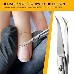 Ciseaux à cuticules en acier inoxydable à pointe incurvée - Nouveau design, lame tranchante, manche en acier durable, trou rond pour la coupe des ongles et des peaux mortes - Product Image 5