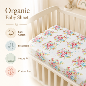 Organic Baby Fitted Crib Sheet | Custom Unisex <b>Nursery</b> Bedding Soft Cotton Mattress Cover OEM Wholesale Best Price Bulk Supply - Product Image 6