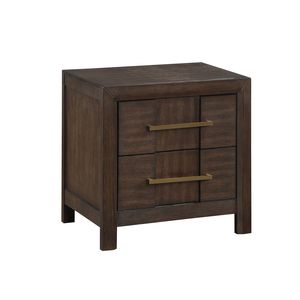 Modern Style <b>Walnut</b> Wood 2-<b>Drawer</b> Nightstand - Product Image 3