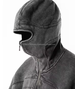 Vente en gros en vrac de couverture de visage masqué éponge française lavé à l'acide 100% coton sweats à capuche vierges - Product Image 6
